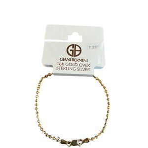 NWT Gianni Bernini 18k gold over Sterling Silver faceted ball 7.25 inch bracelet